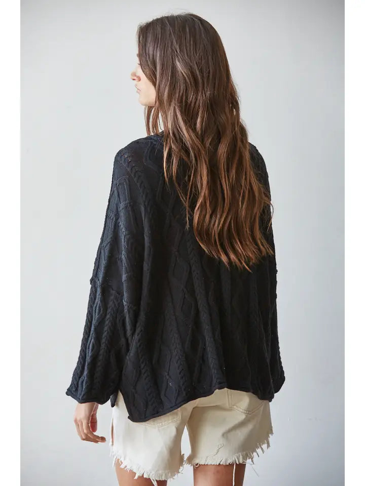 Lioness Cable Knit Sweater Sweaters - black