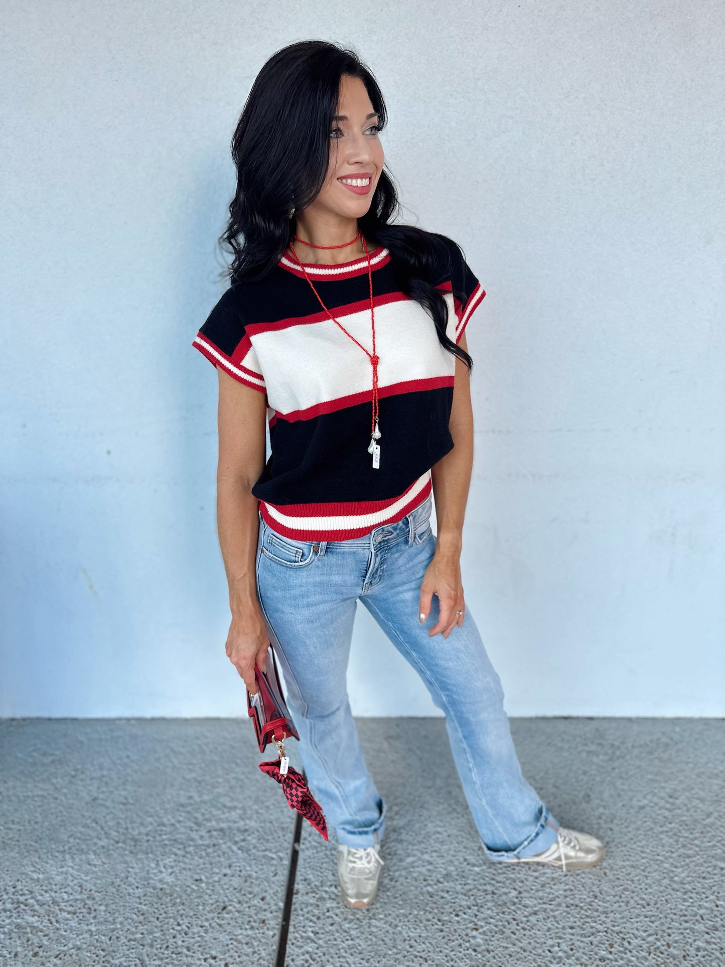 Put me in Coach top - black/red