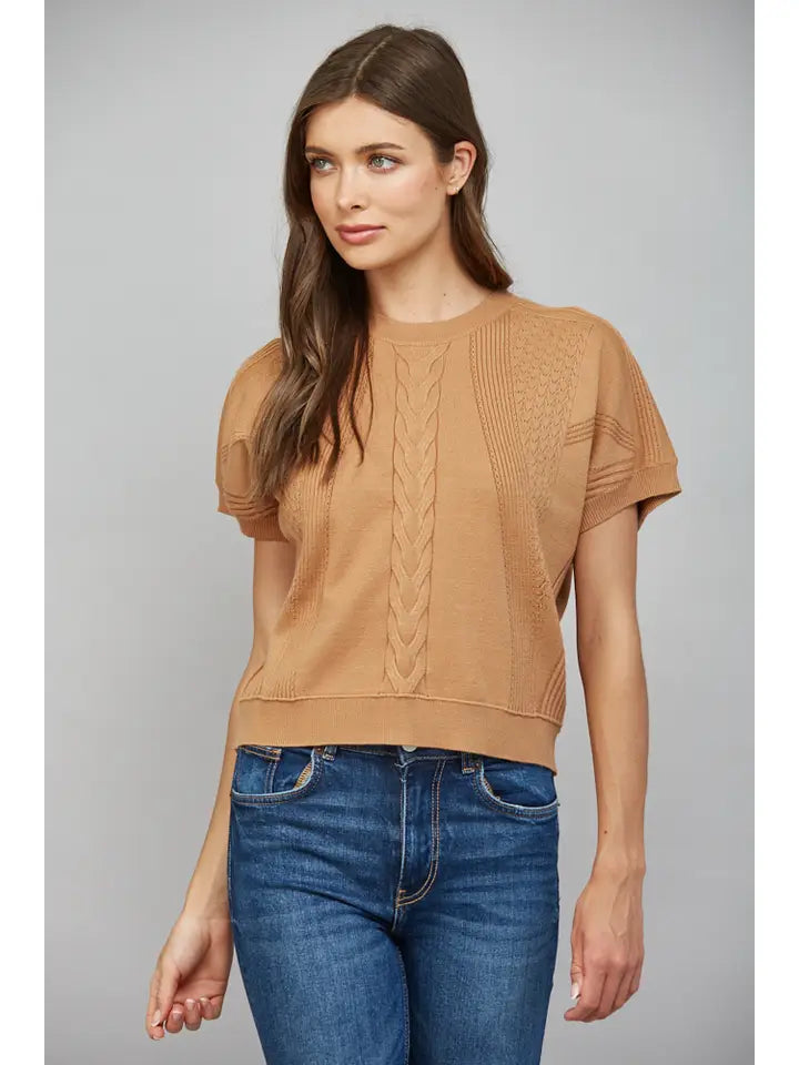 Little Miss Casual Top- camel