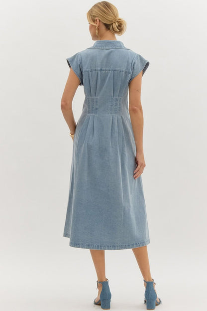 Denim Pintuck midi