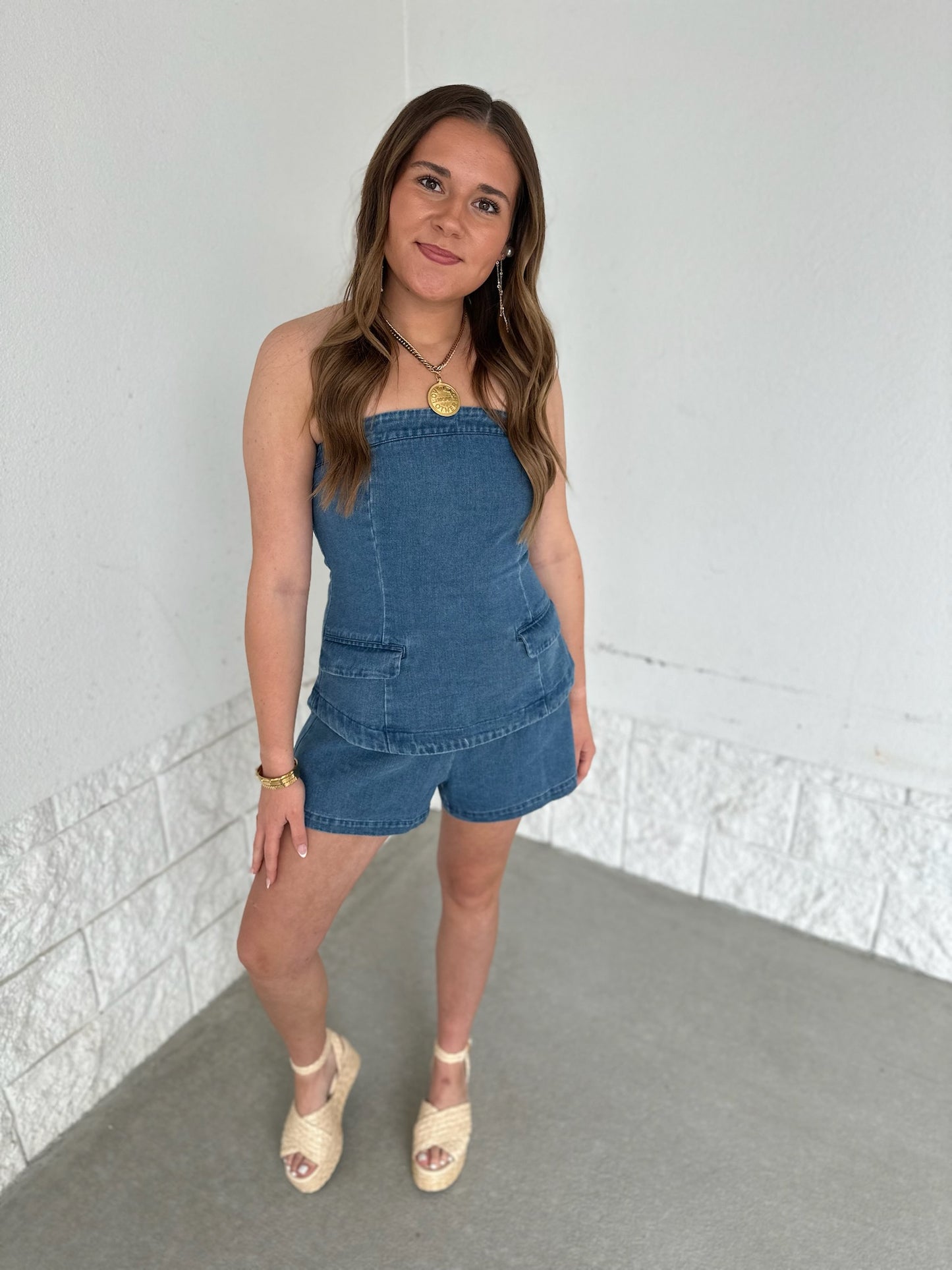 Batter Up Denim Romper