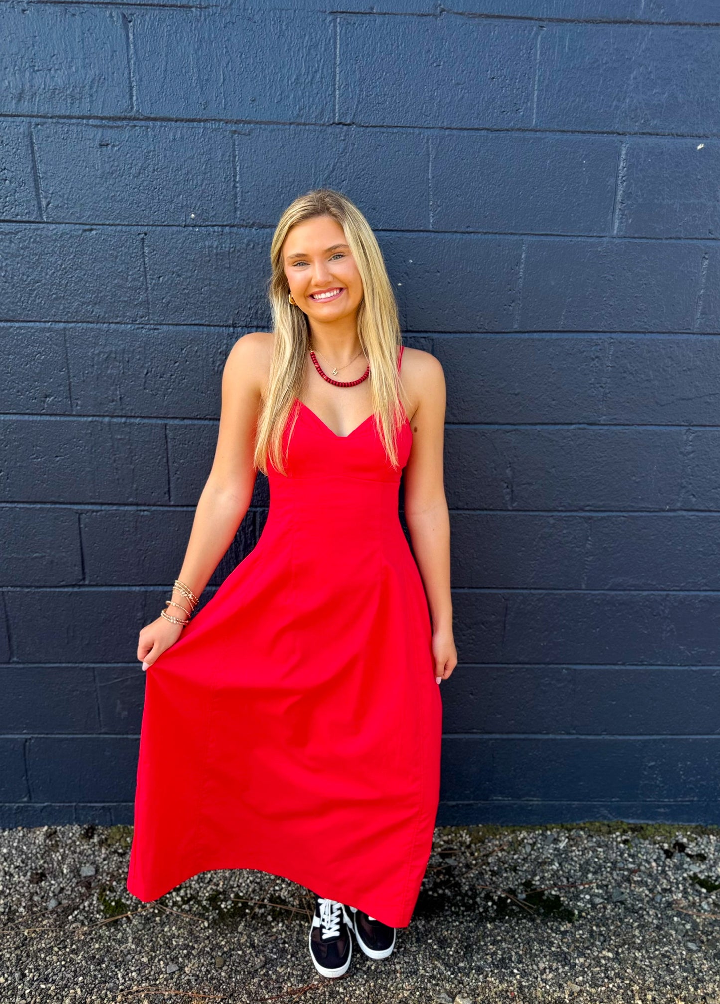 Sunday Stroll Dress- Red