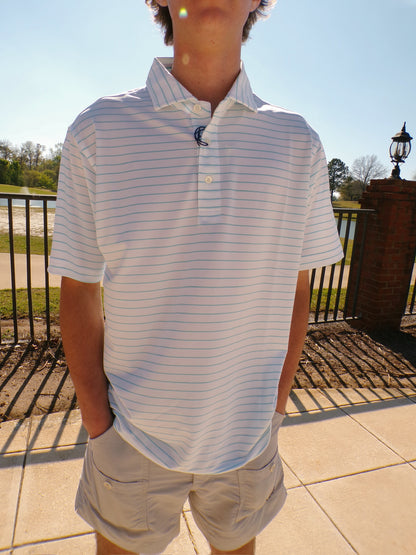 Tourney Stripe Performance Pique Polo-Cabana Blue