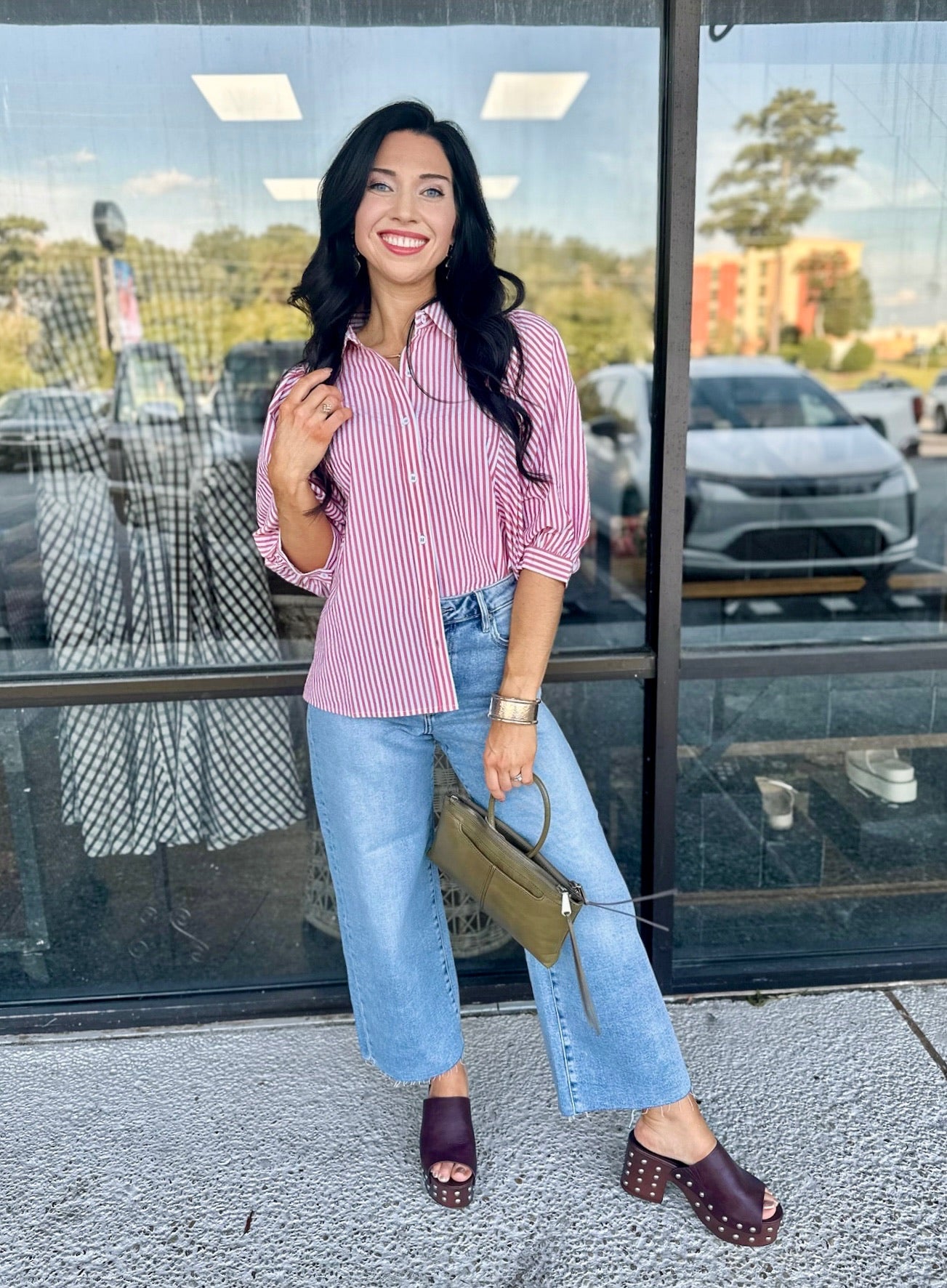 Jo Jo Top- maroon stripe