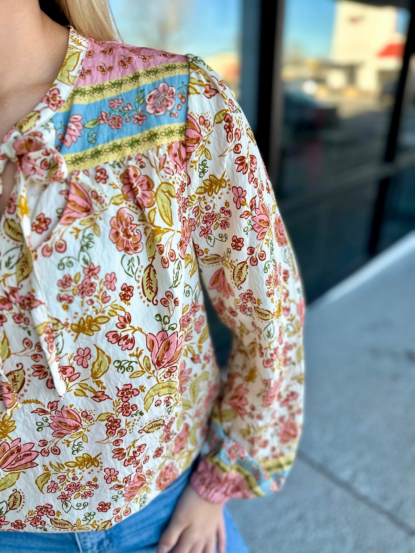 Tie Tie Baby Top - cream multi