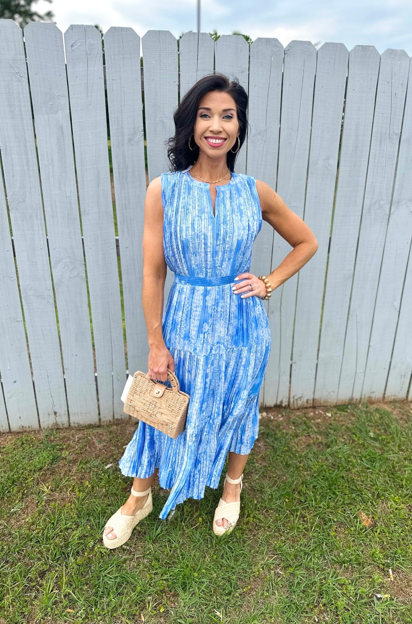 Pleated Baby Dress - blue