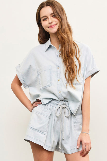 Button Up Kiss Set - Chambray