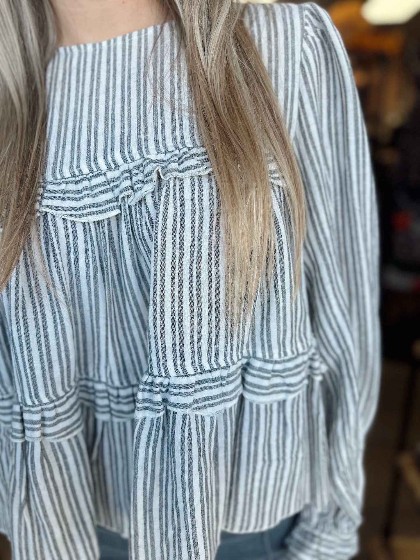 Olivia Striped Top-Black