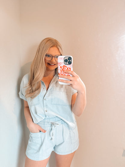 Button Up Kiss Set - Chambray