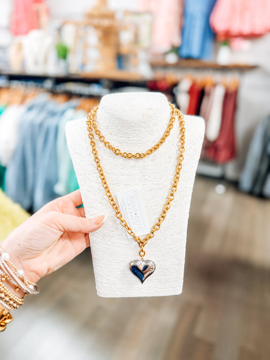 Two Toned Heart Necklace