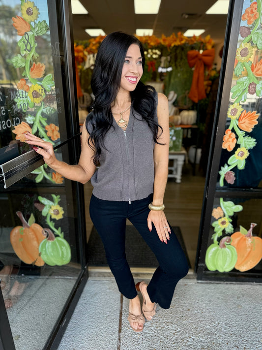 Double Zipped Vest - charcoal
