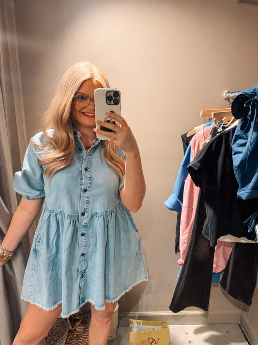 Button Front Denim Dress