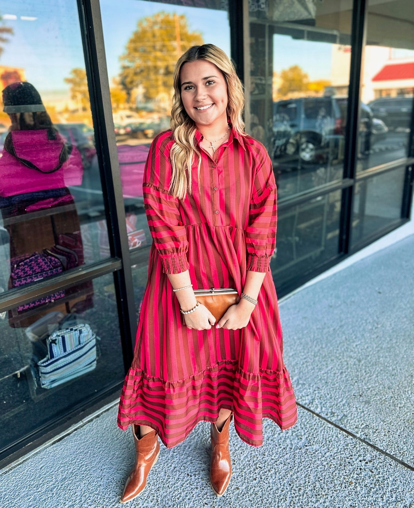 Striped Love Mini-Coral/Brown