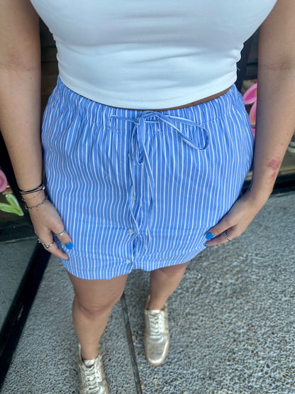 Striped Skort-Light Blue