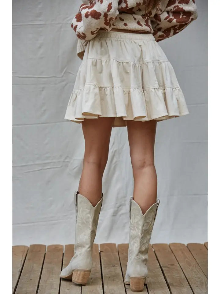 High Noon Tiered Mini Skirt Woven - beige