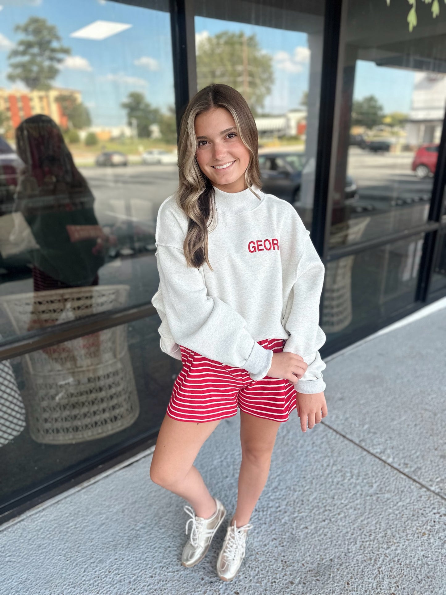 Embroidered Georgia Pullover - ash grey