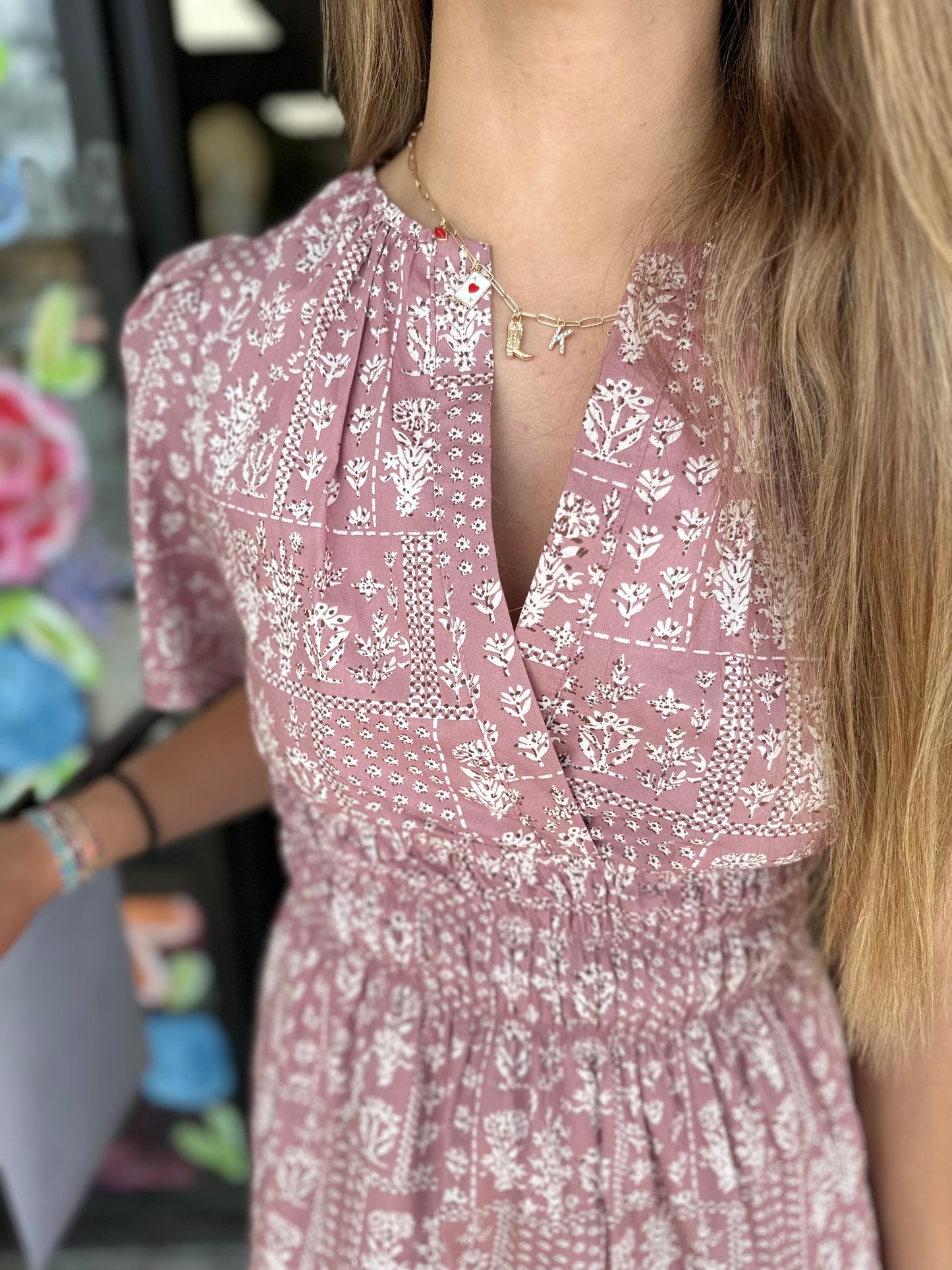 Lacy Pintuck Midi Dress - Pink