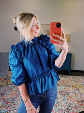 Load image into Gallery viewer, Days Ruffle Top - midnight blue
