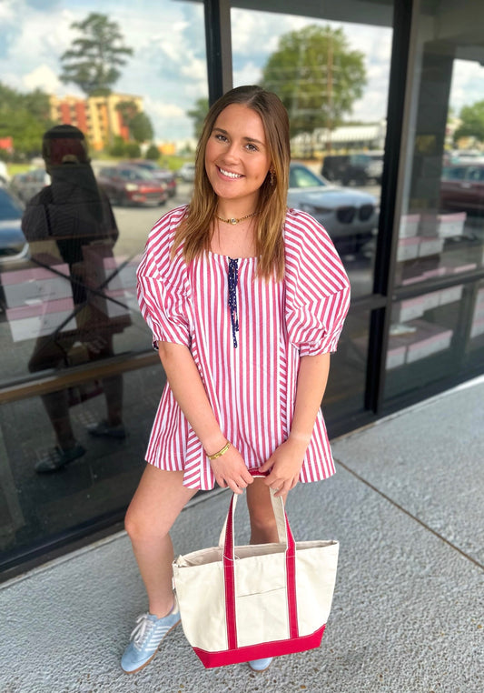 America Please Romper - red