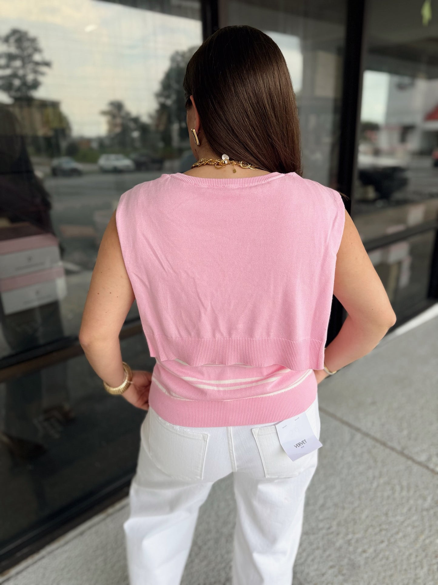 Tied Together Top - pink combo
