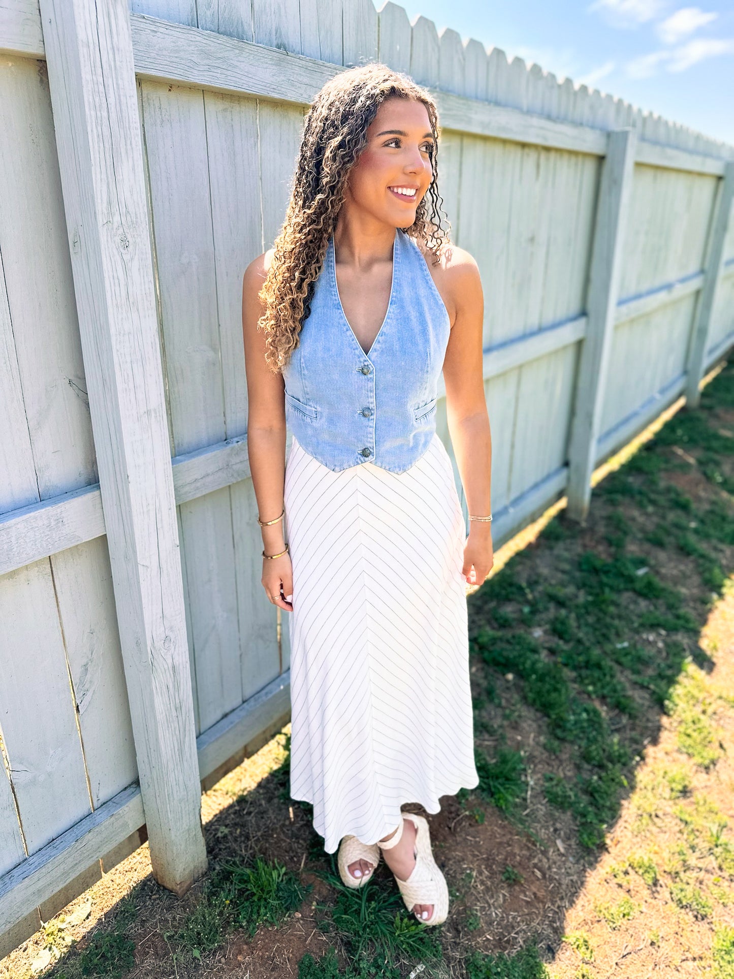 Ansley Chevron Skirt - off white