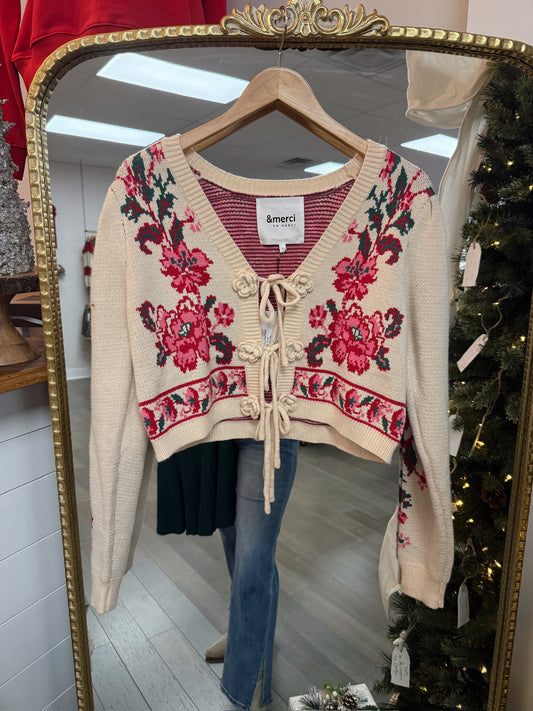 Coming Over-Ivory/Red Floral