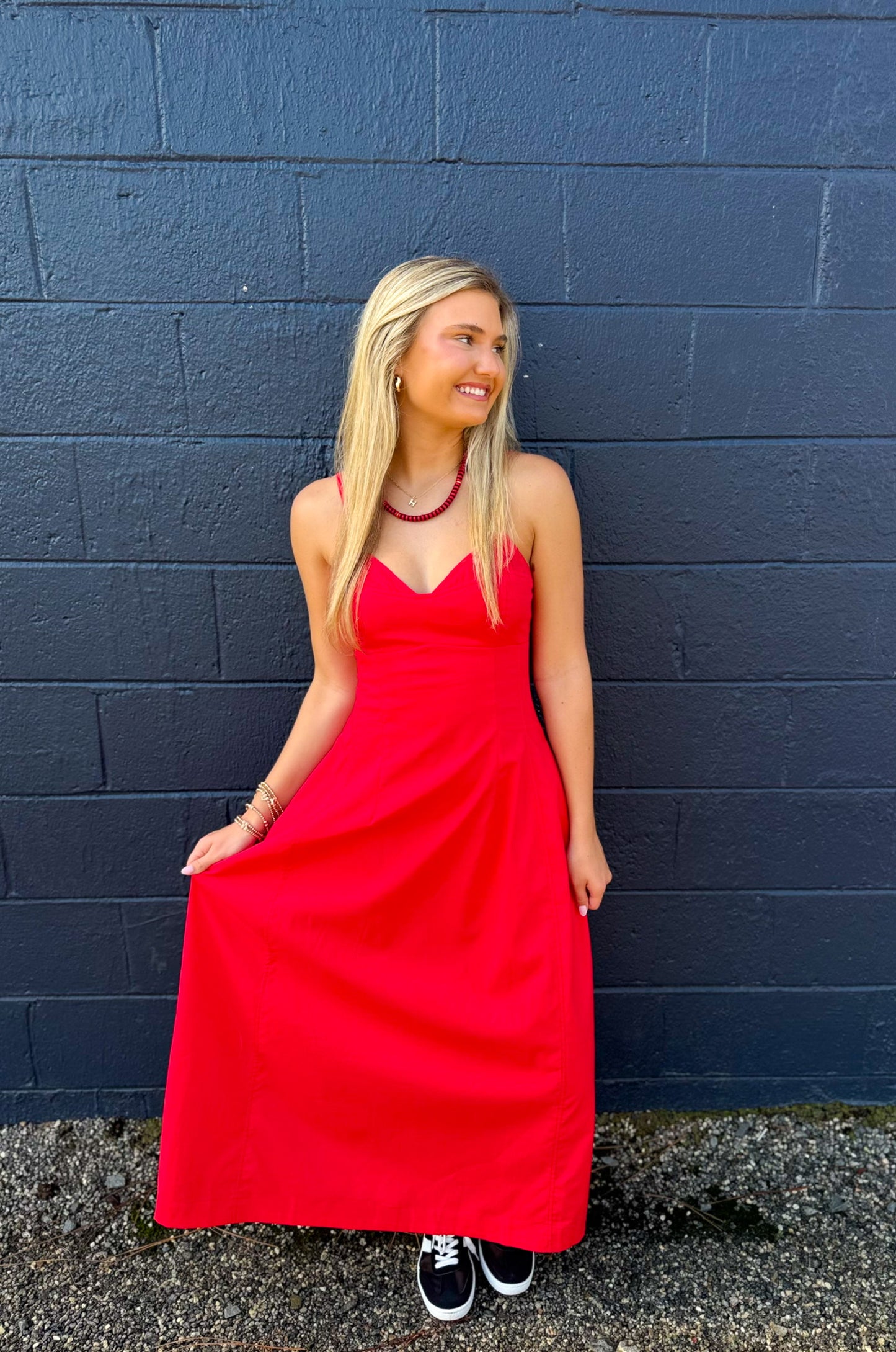 Sunday Stroll Dress- Red
