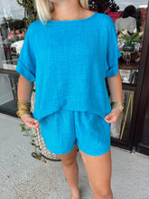 Load image into Gallery viewer, Linen Short Set- Turquoise
