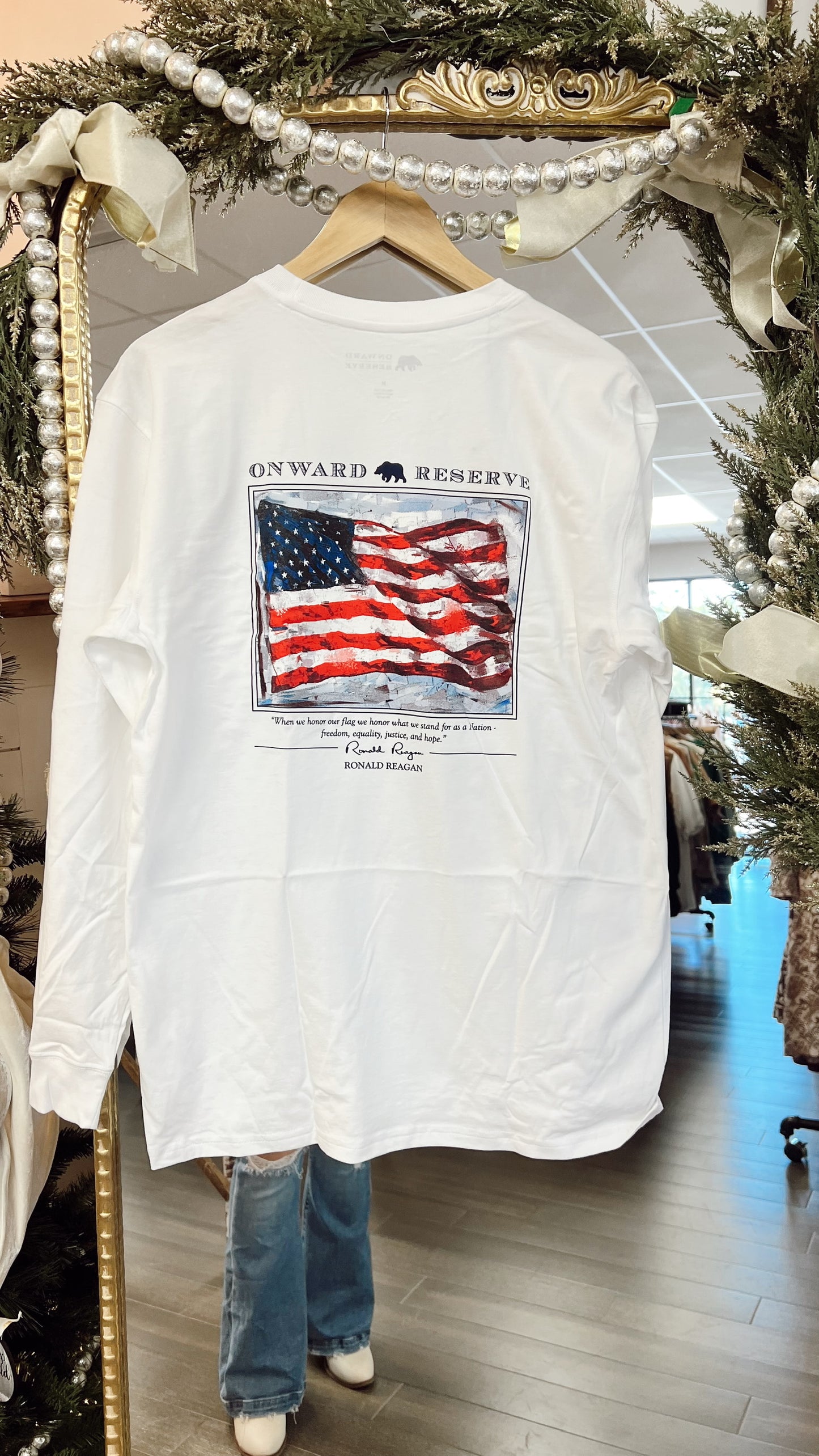 Long Sleeve Old Glory Tee-white