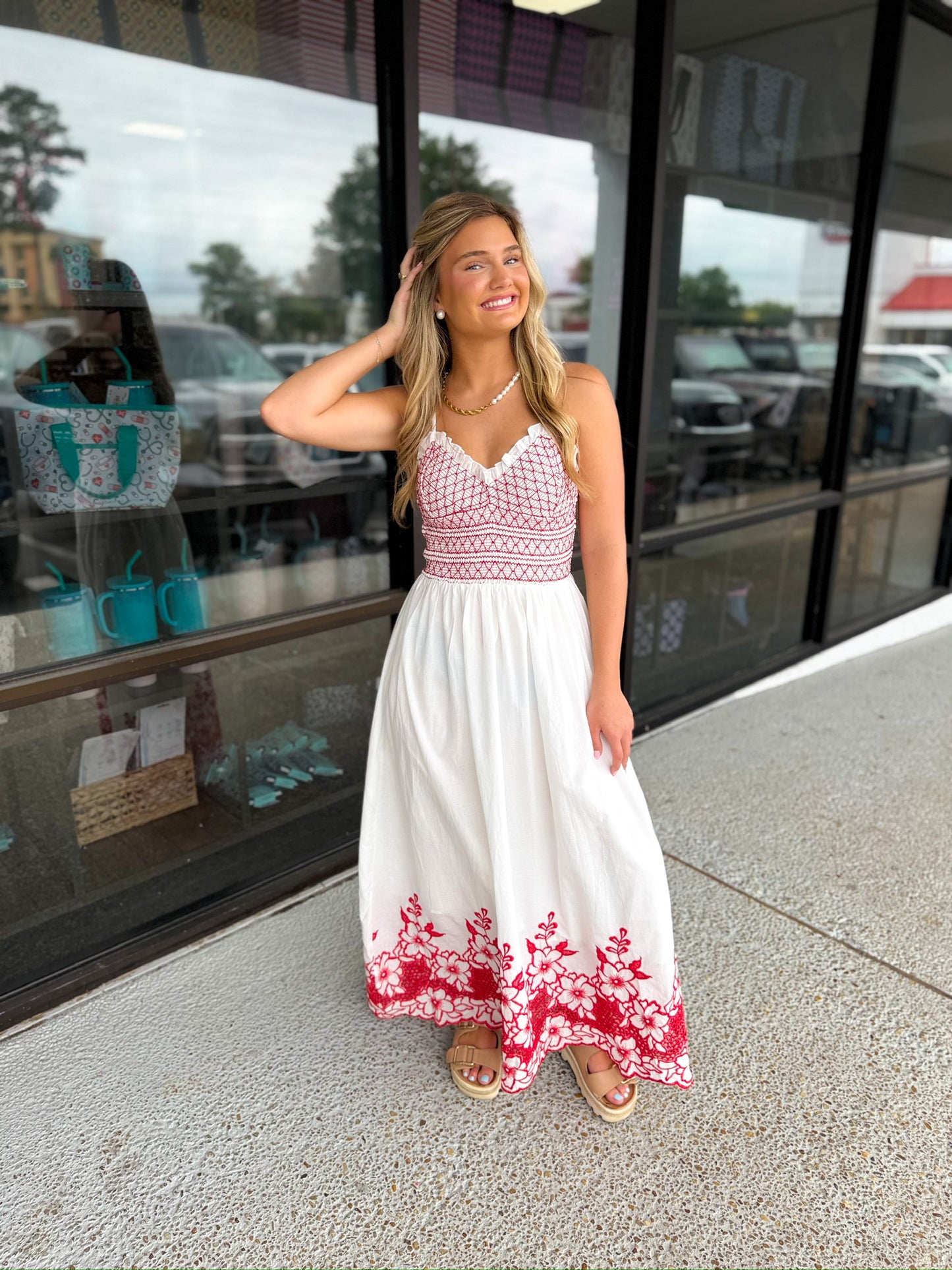 Main Character Midi Dress - Red Mix