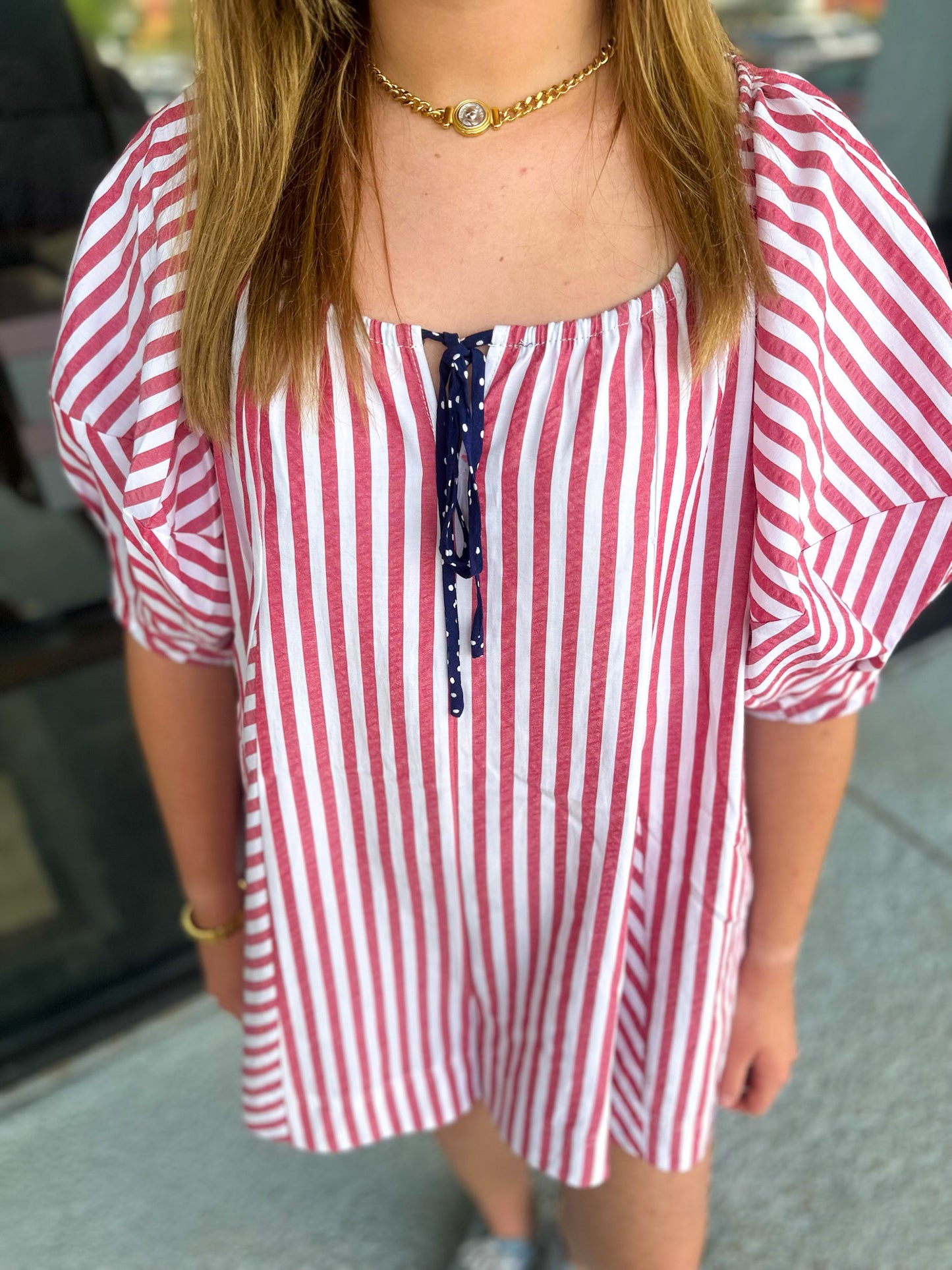 America Please Romper - red