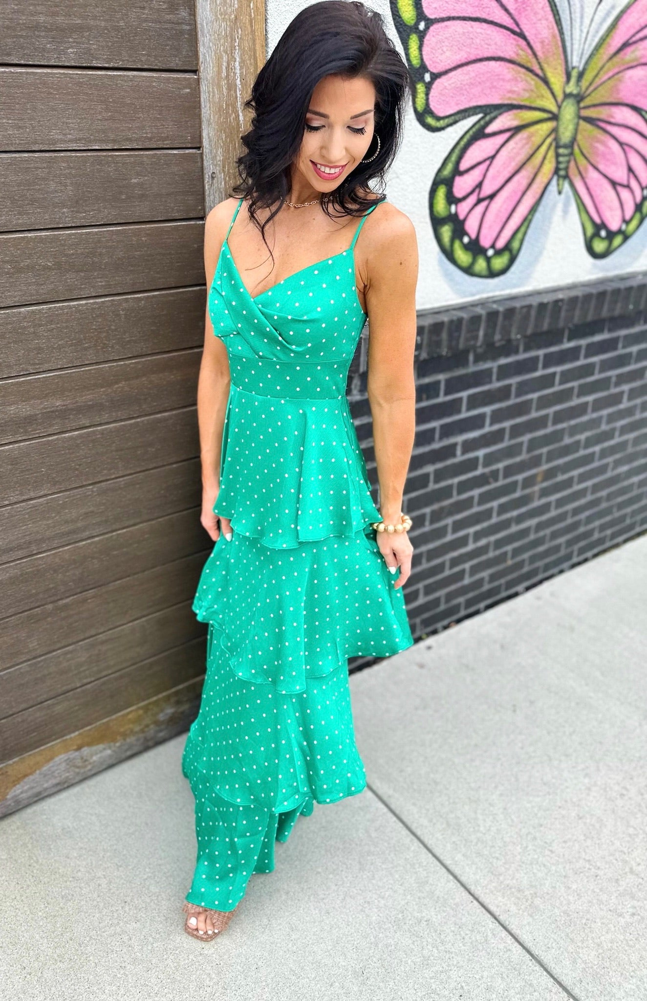 See You Smile Ruffle Midi - green mix