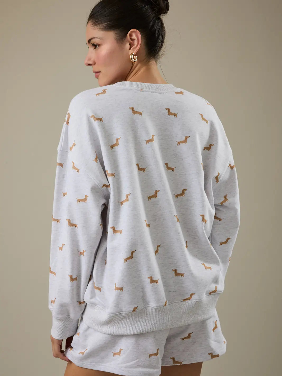 All Over Dachshund Sweatshirt - heather grey