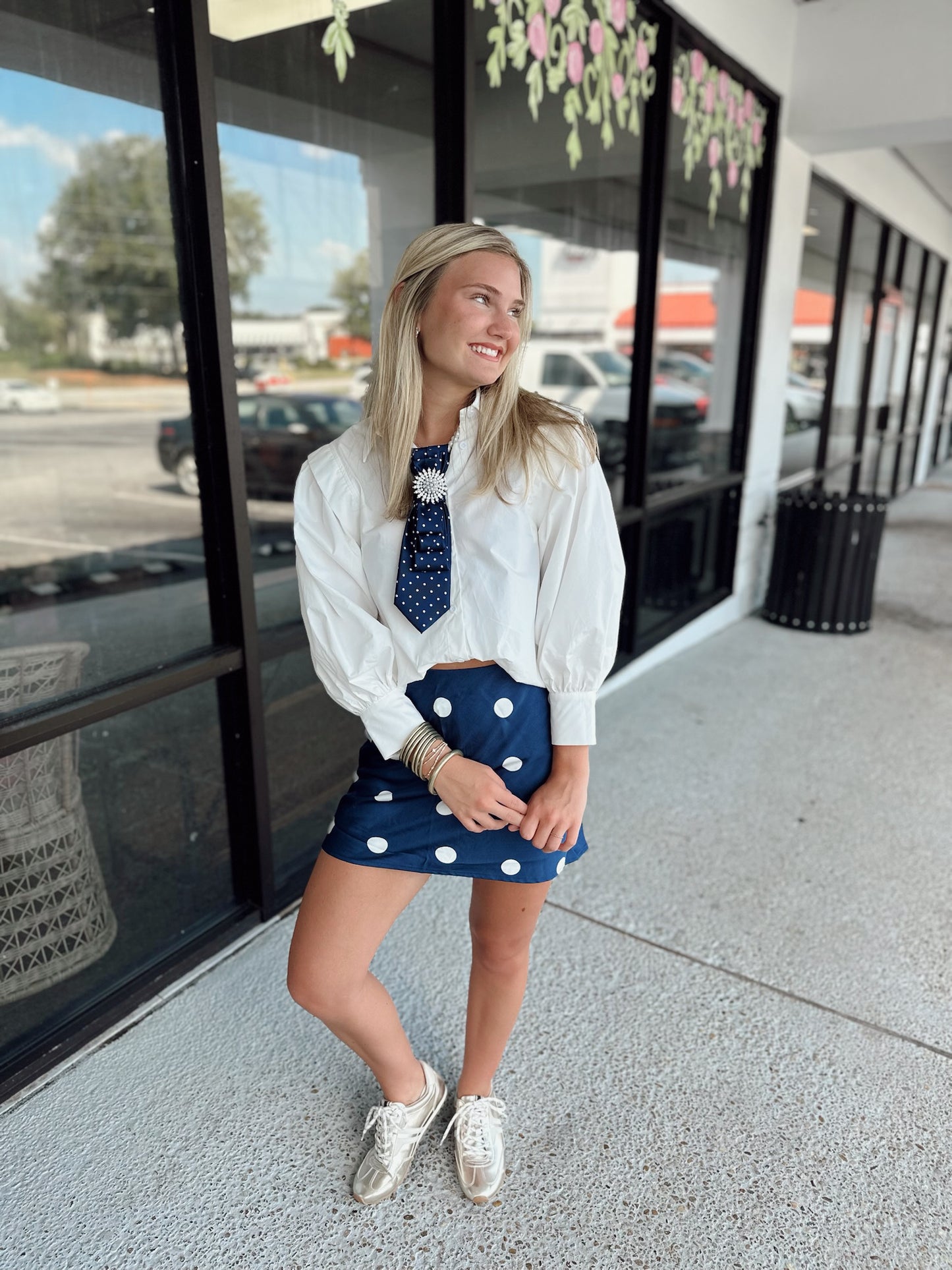 Polka Cutie- Navy/Cream