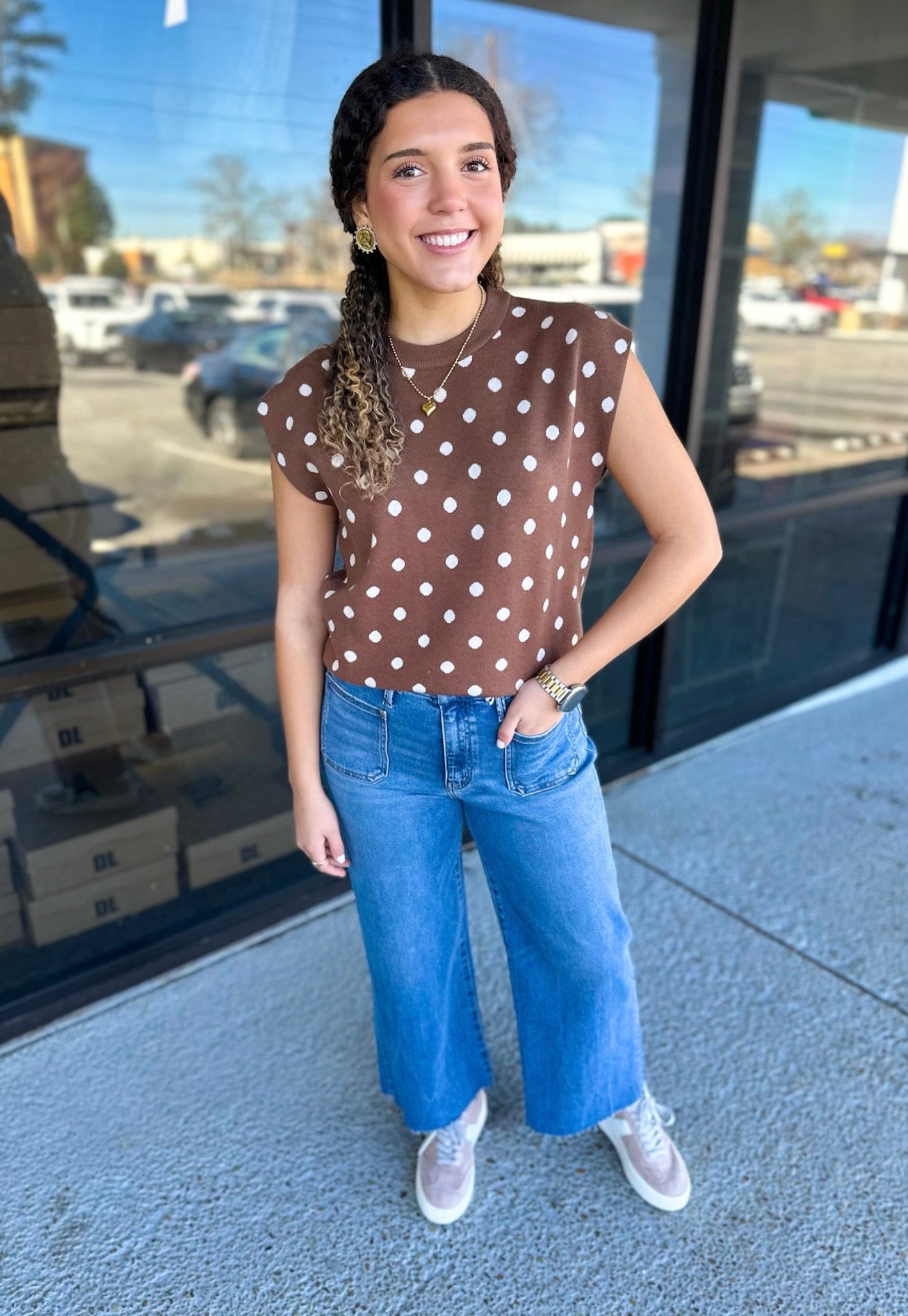 Polka Dot Cutie Top - Brown