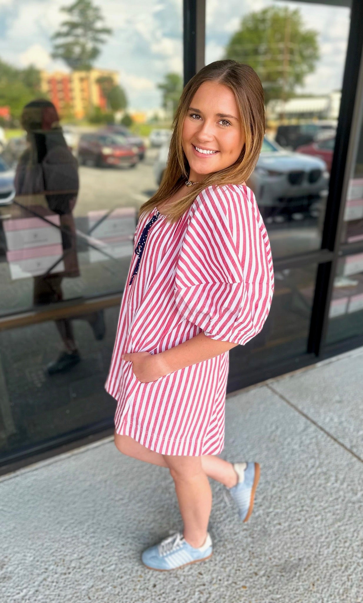 America Please Romper - red
