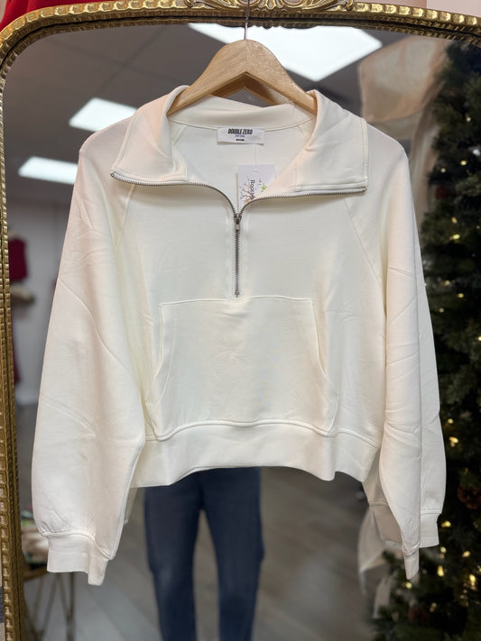 Hillary Half Zip - White