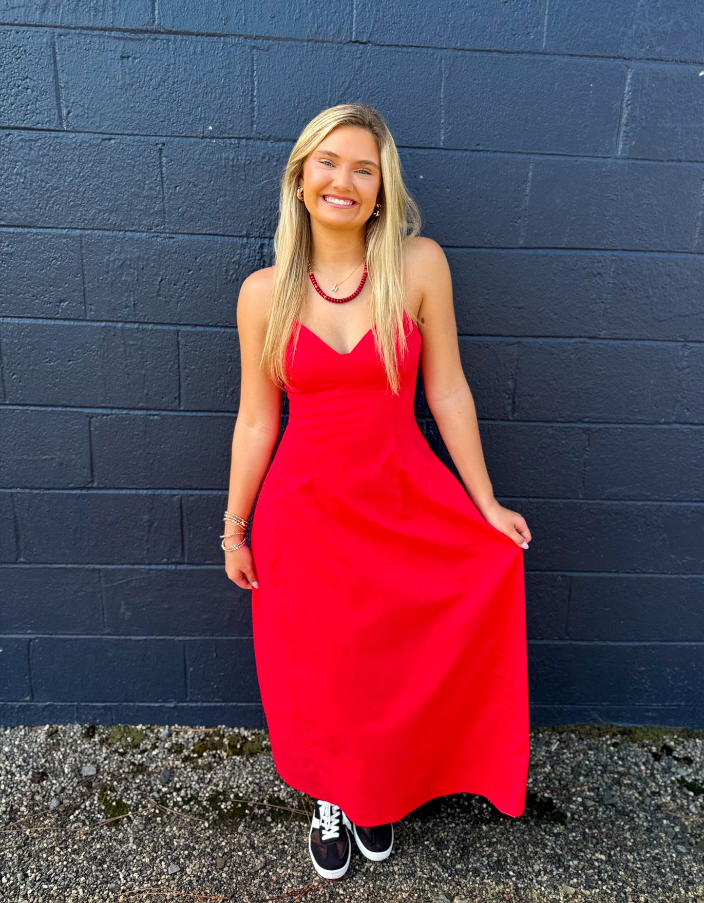 Sunday Stroll Dress- Red