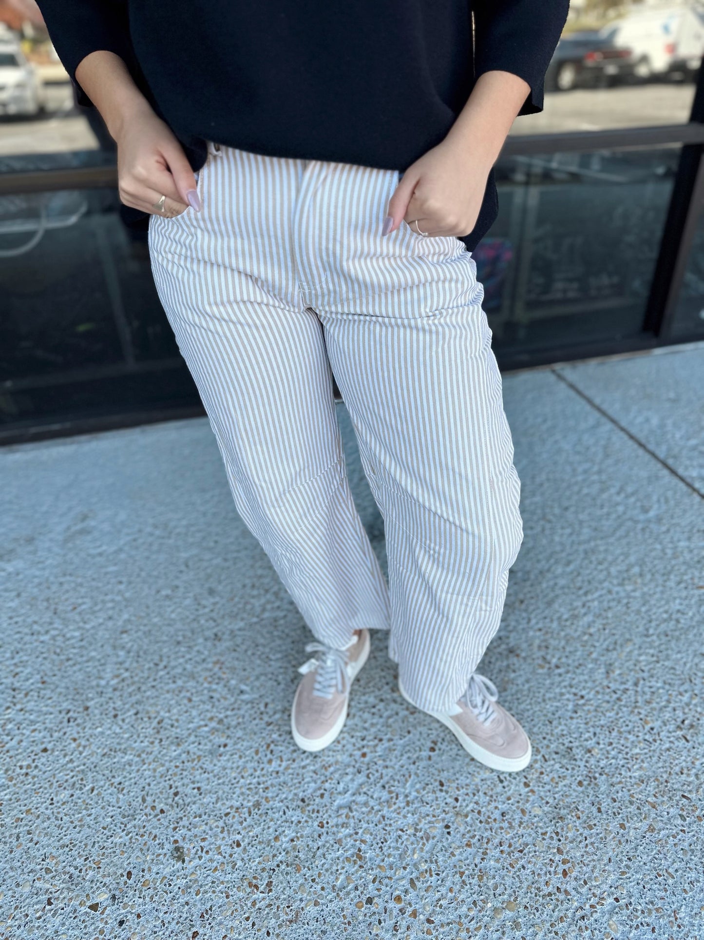 Pinstripe Barrel Denim