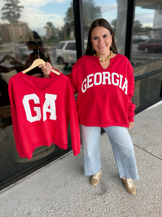 Georgia V neck - red