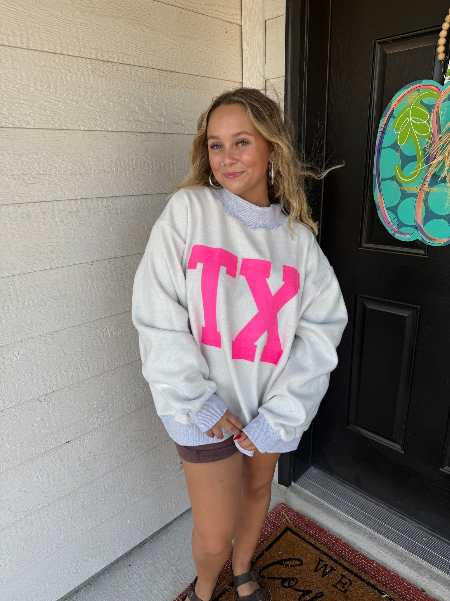 TEXAS/TX Reversible Mockneck-Heather Grey