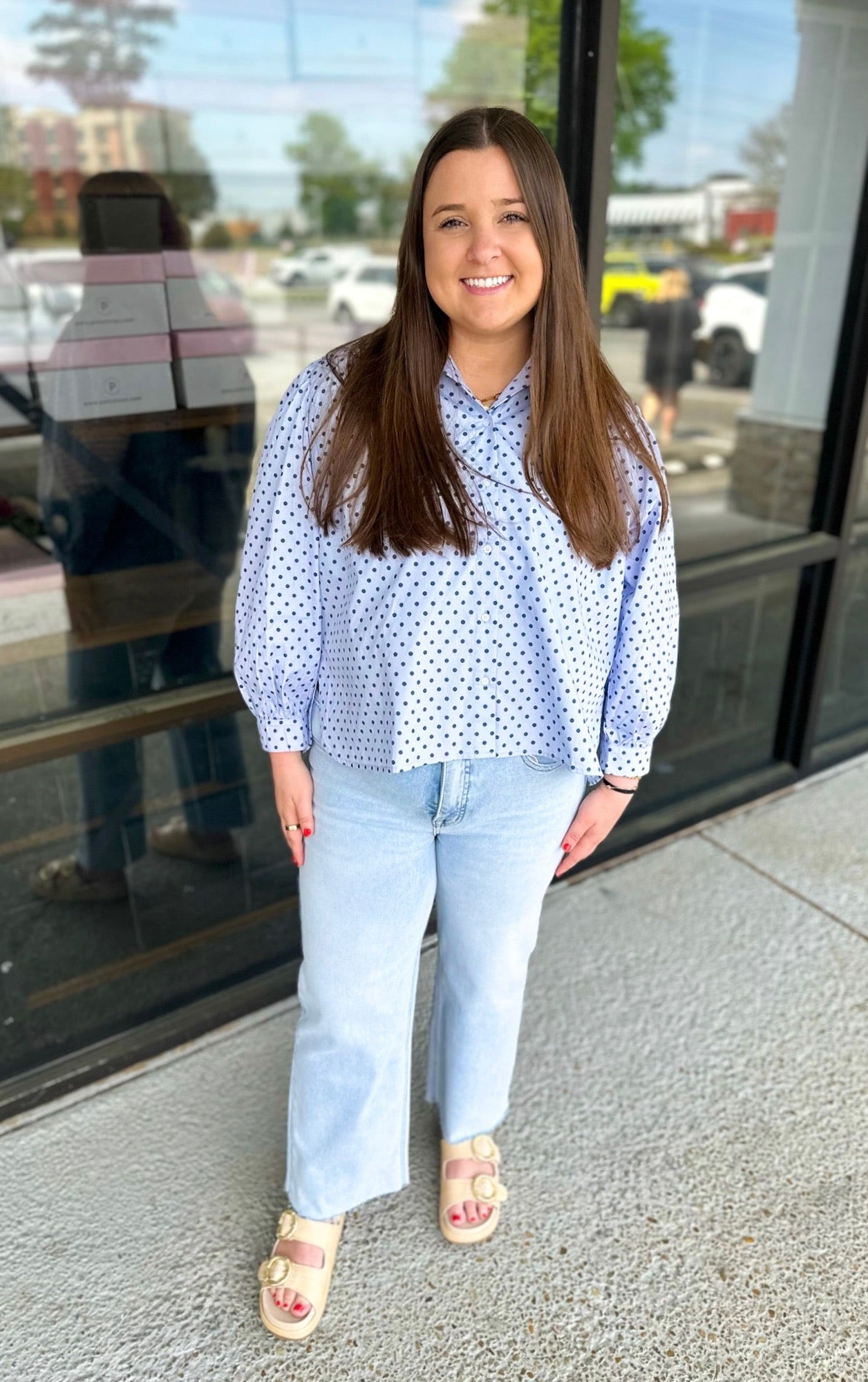 Gunnar Top - blue polka dot