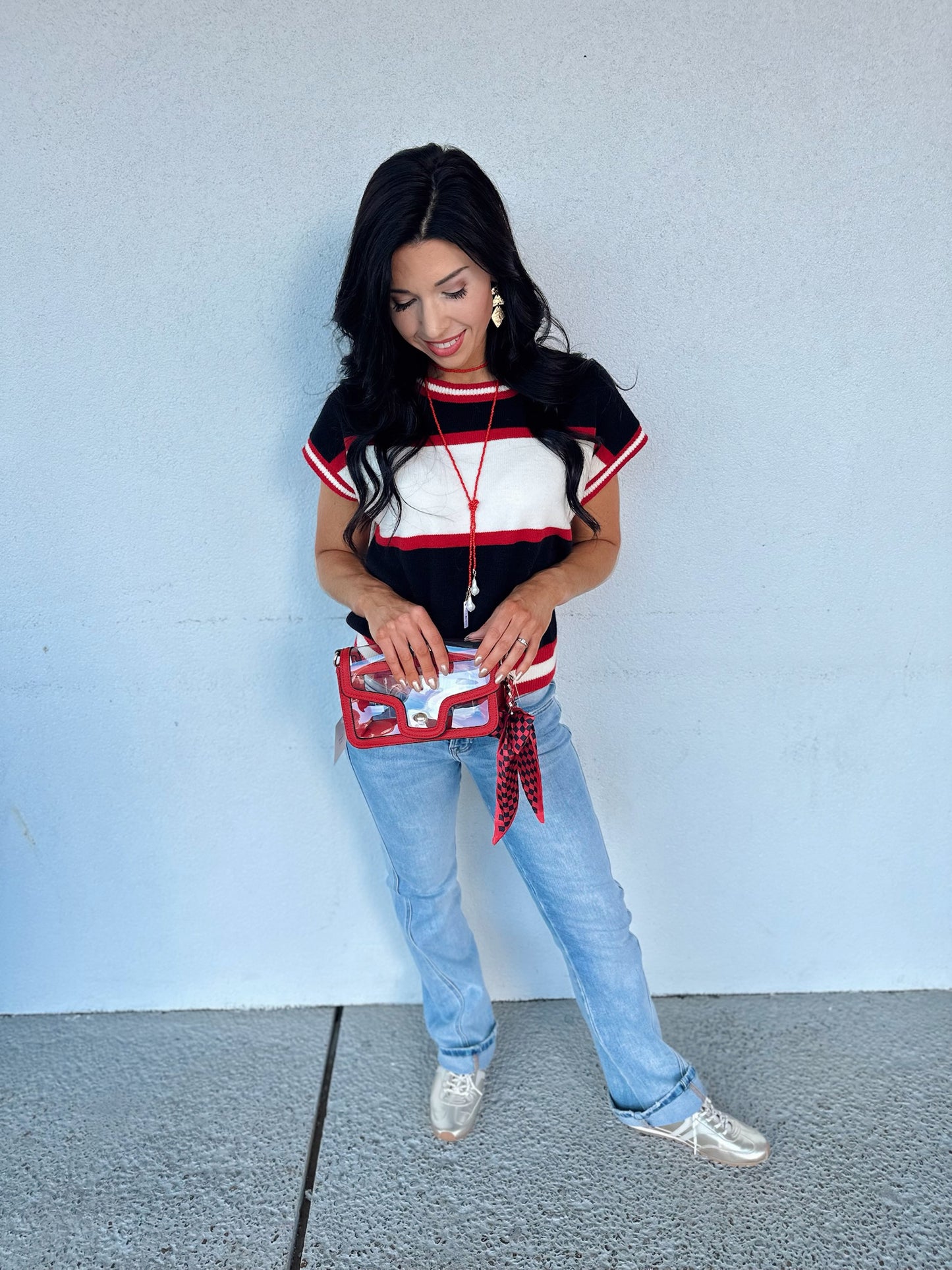 Put me in Coach top - black/red