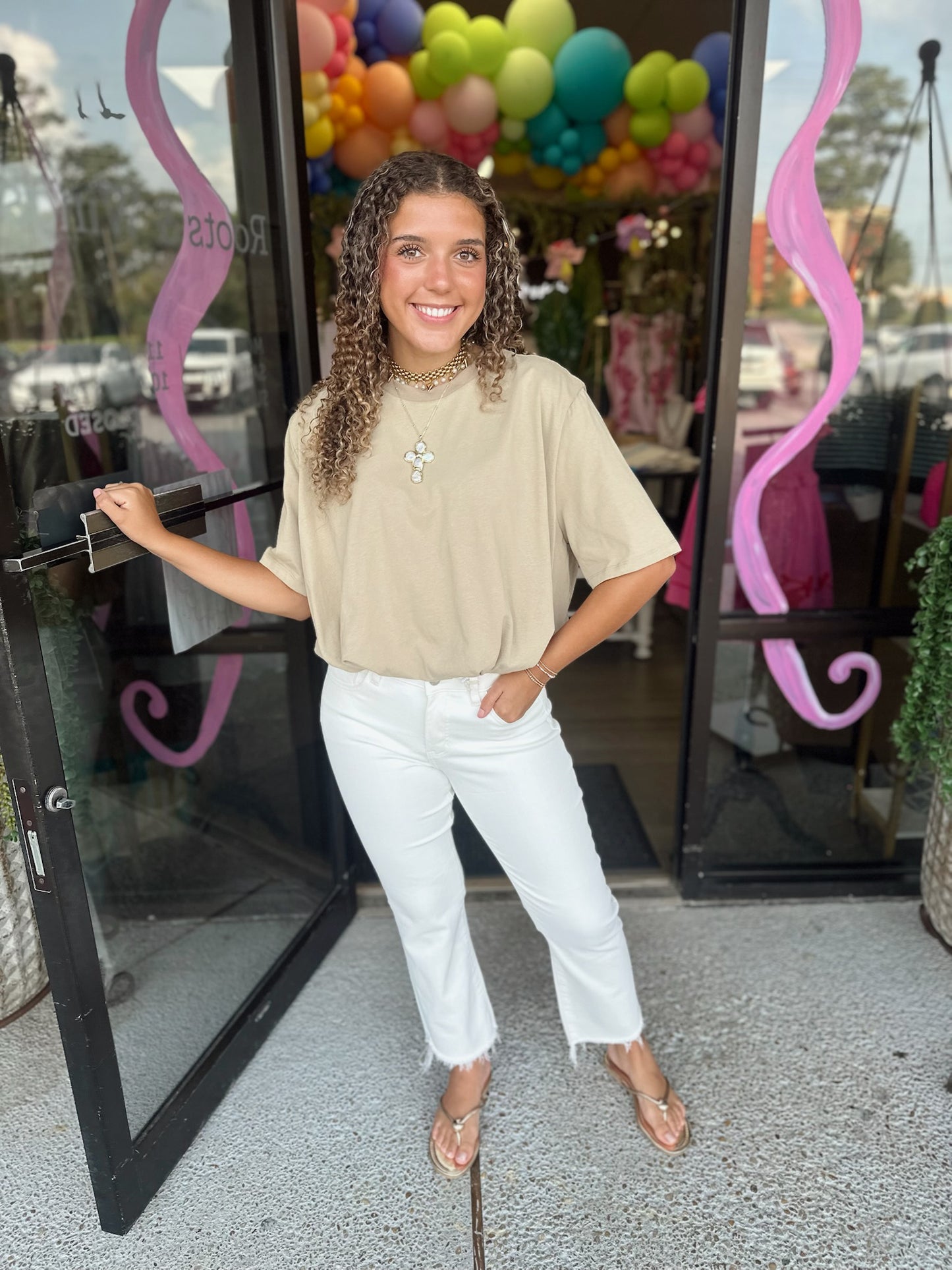 Elevated Bubble Top - taupe