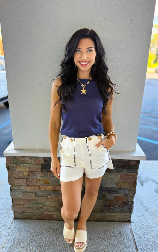 Boat Neck Cutie - Navy