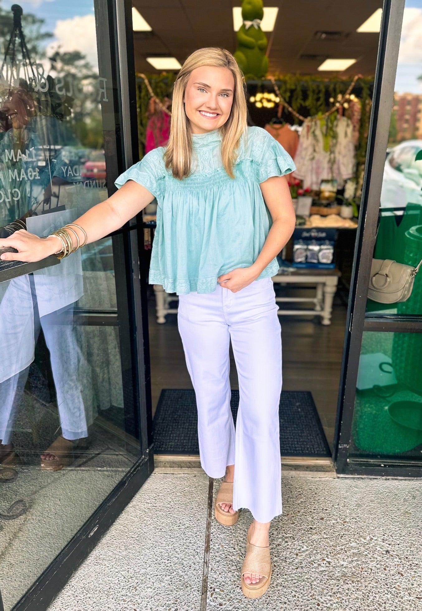 Magnolia Top - dusty seafoam