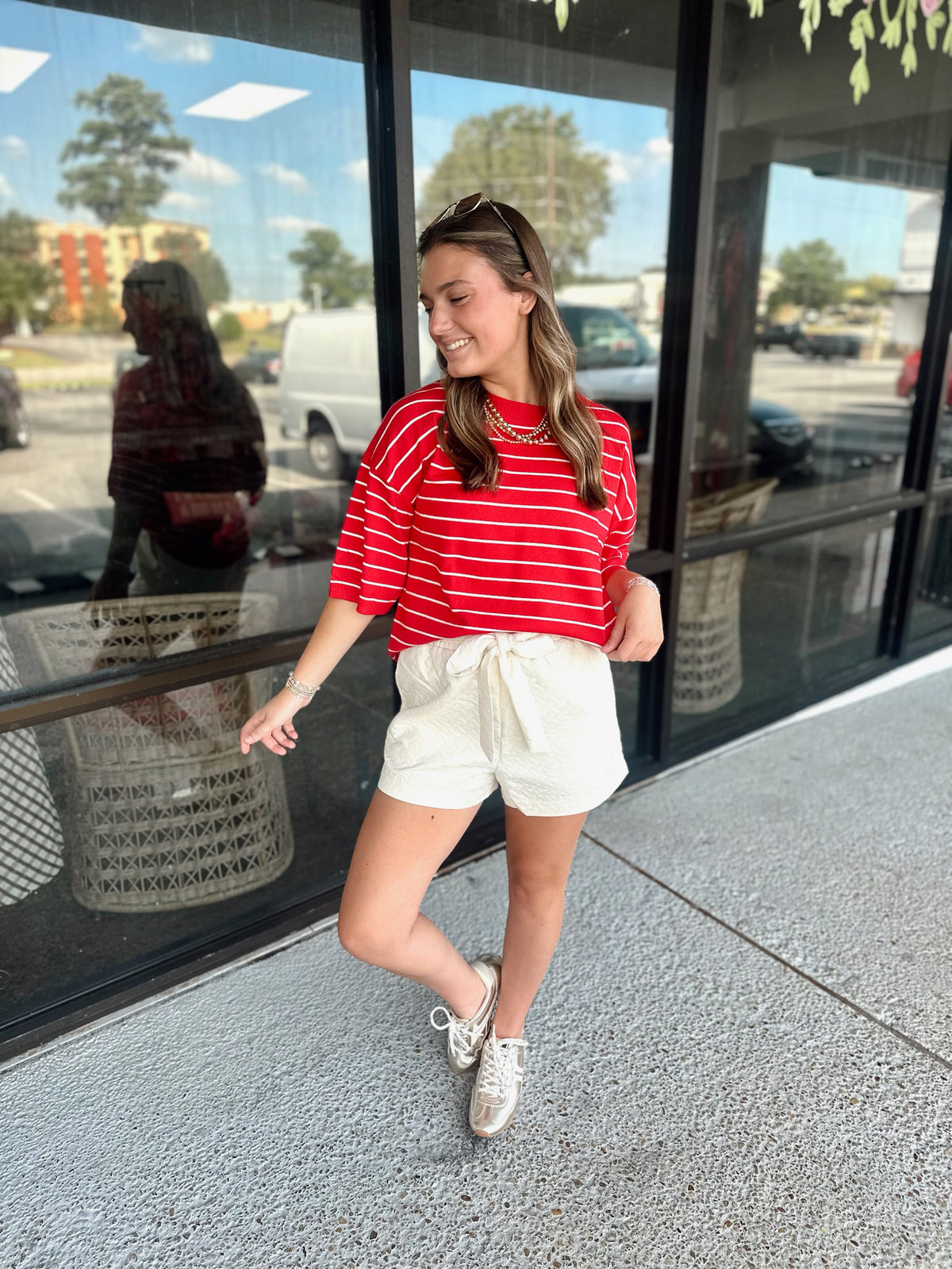 Striped Get Away Top - red