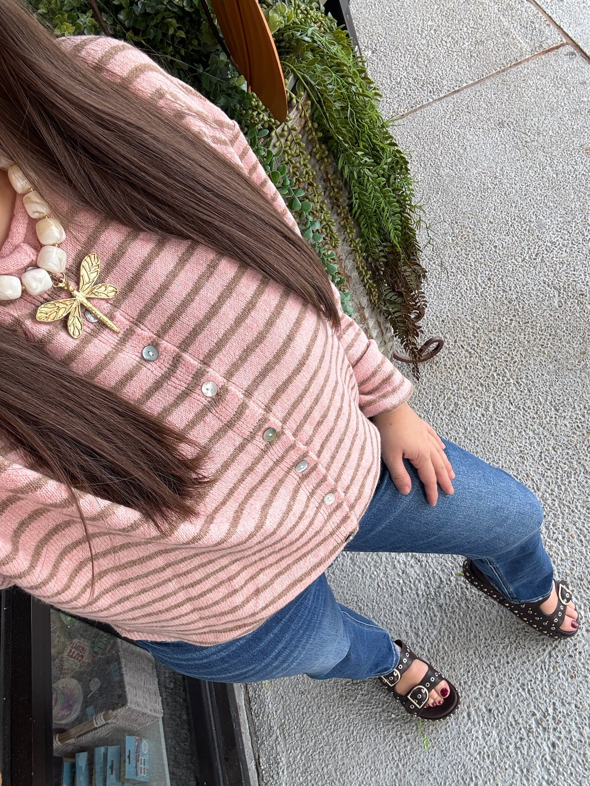 Thomas Button Up Sweater - blush