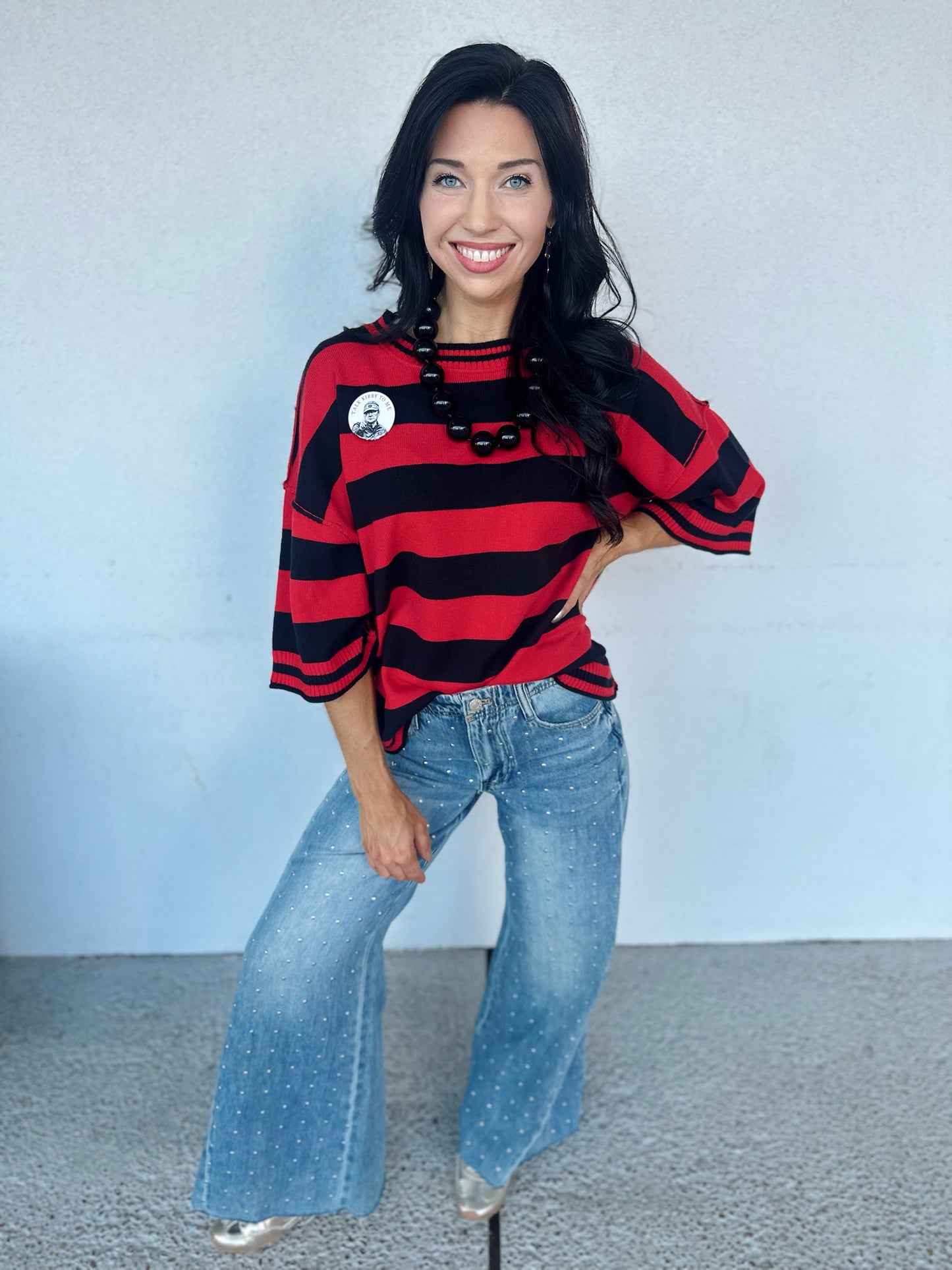 Gameday stripe cutie - red/black