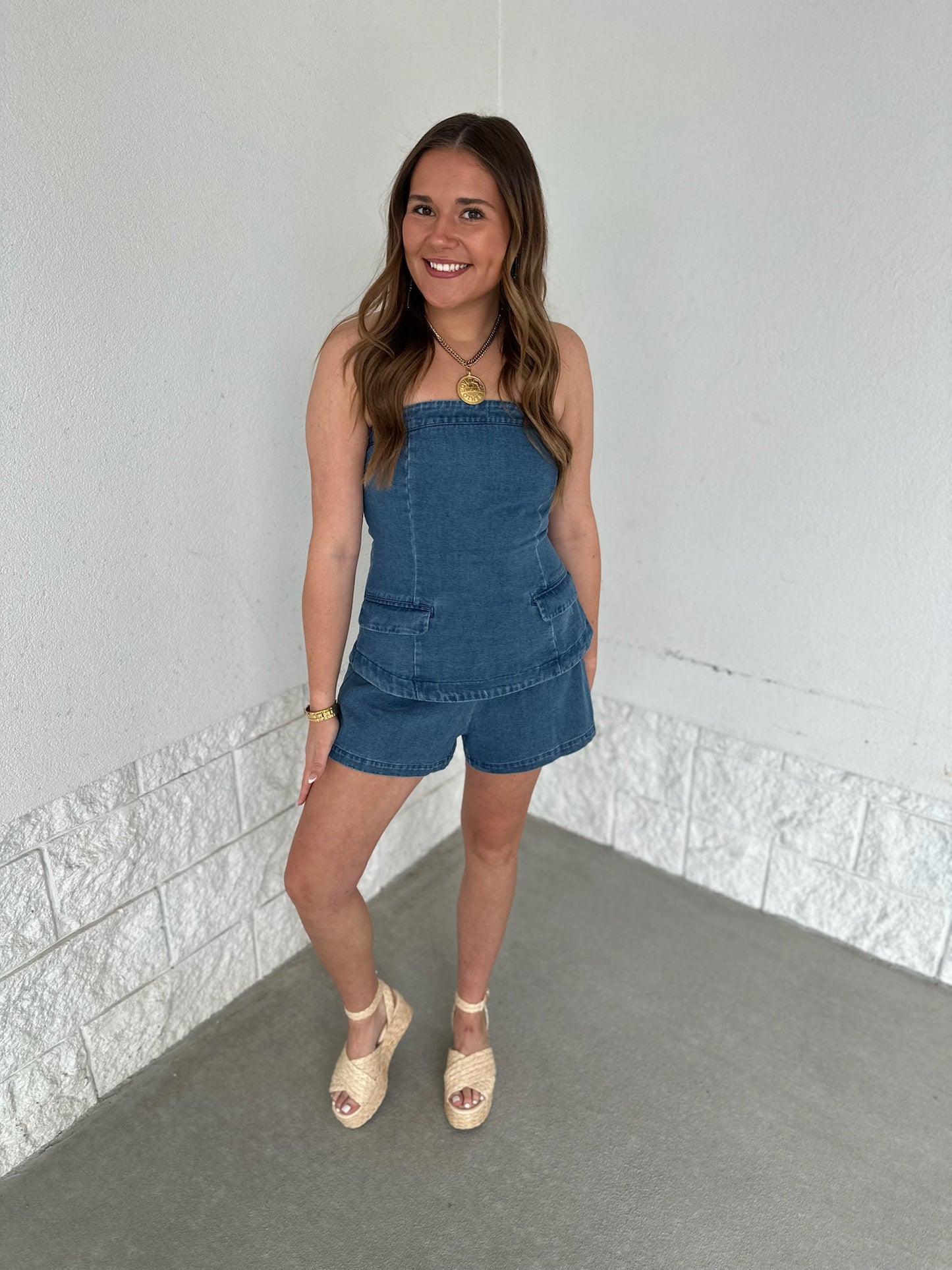 Batter Up Denim Romper